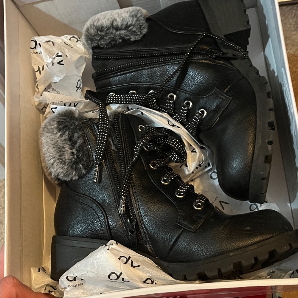 DV by Dolce Vita Black and Gray Combat Boots